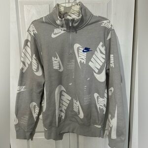 Nike Gray and White Quarter Zip Sweatshirt size S